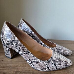 EUC CORSO COMO GENUINE LEATHER UPPER SNAKESKIN POINTY HEELS SHOES SIZE 9M